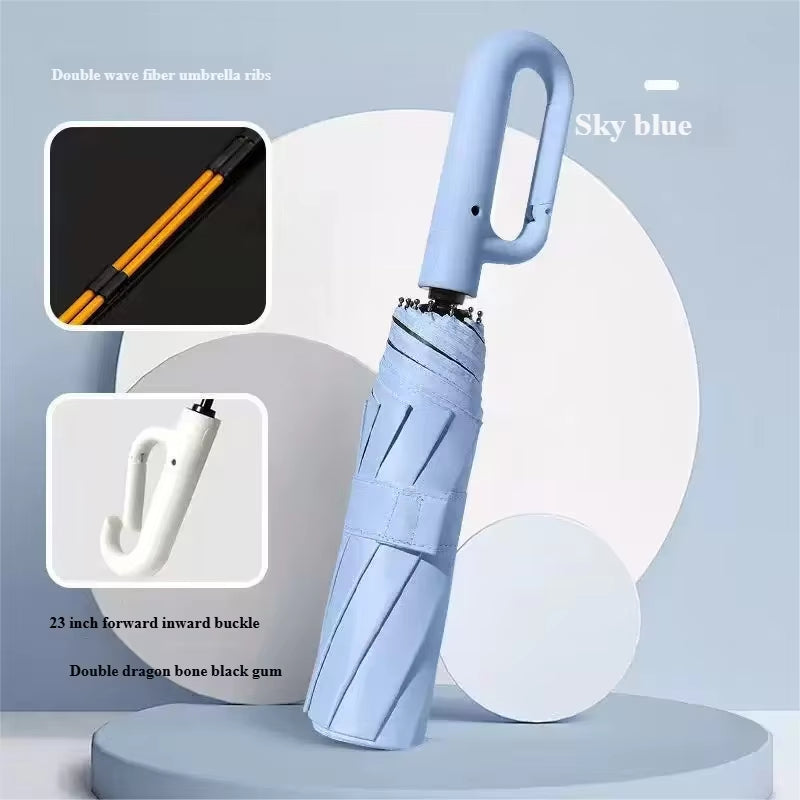 Ring Buckle Design 20 Rib Fully Automatic Umbrella for Men Folding Extra Large Strong Strong WOMEN'S Sunshade Double Umbrella